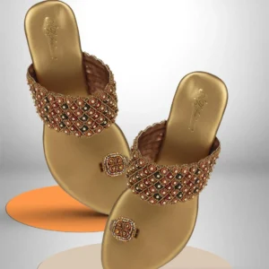 AZ Footwear Women Heels Sandal (Gold , 7)